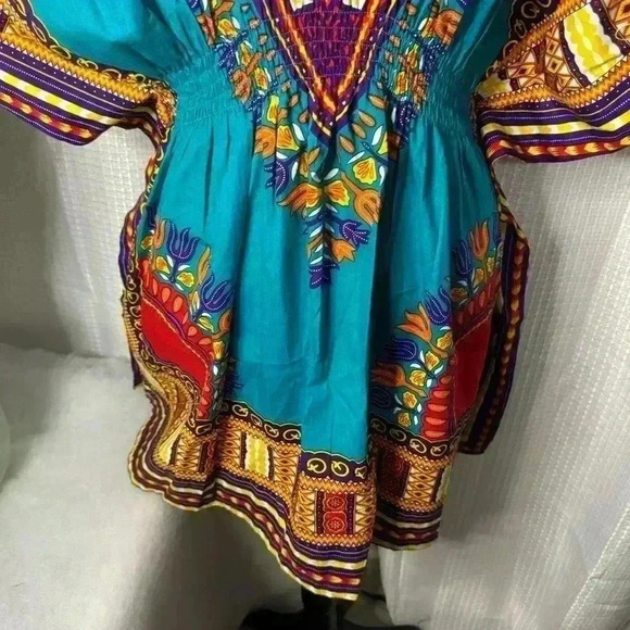 Karan Women’s One Size Dashiki Elastic Waist Colorful Dress - Picture 7 of 9